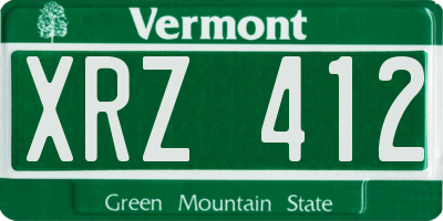 VT license plate XRZ412