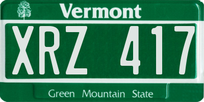 VT license plate XRZ417