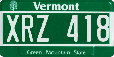 VT license plate XRZ418