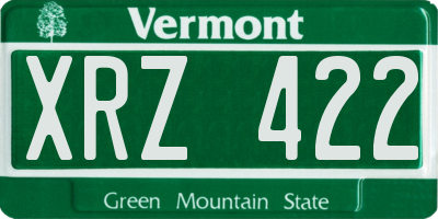 VT license plate XRZ422