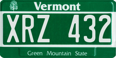 VT license plate XRZ432