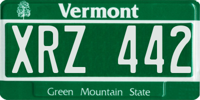 VT license plate XRZ442