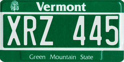 VT license plate XRZ445
