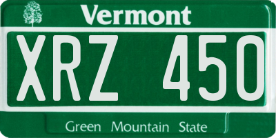 VT license plate XRZ450