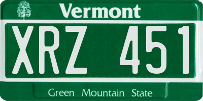 VT license plate XRZ451