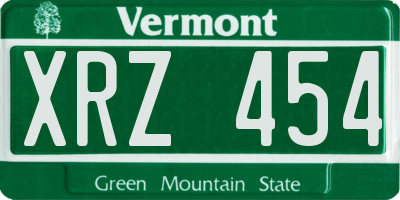 VT license plate XRZ454