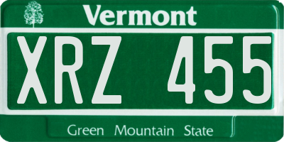 VT license plate XRZ455