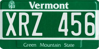 VT license plate XRZ456