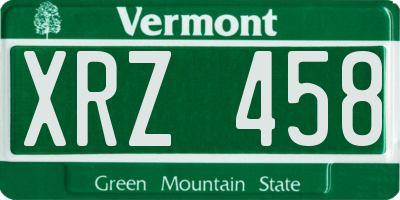 VT license plate XRZ458