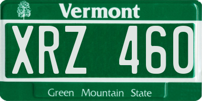 VT license plate XRZ460