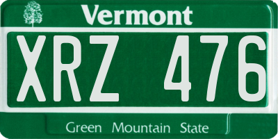 VT license plate XRZ476