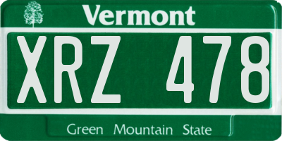 VT license plate XRZ478
