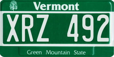 VT license plate XRZ492