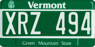 VT license plate XRZ494