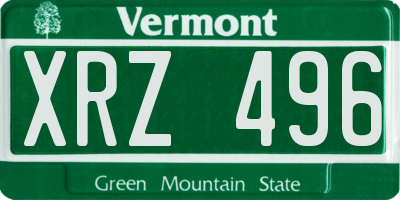 VT license plate XRZ496