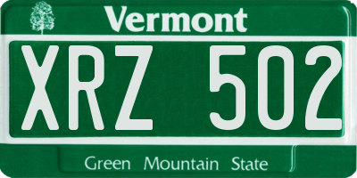 VT license plate XRZ502