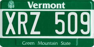 VT license plate XRZ509