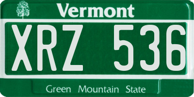 VT license plate XRZ536