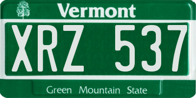 VT license plate XRZ537