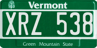 VT license plate XRZ538