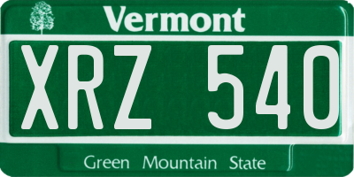 VT license plate XRZ540
