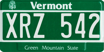 VT license plate XRZ542