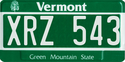 VT license plate XRZ543