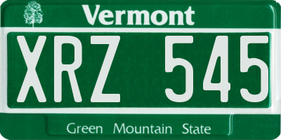 VT license plate XRZ545