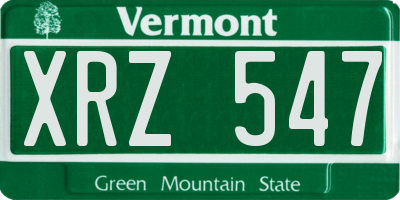 VT license plate XRZ547