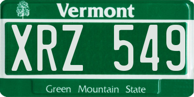 VT license plate XRZ549