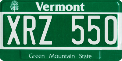 VT license plate XRZ550