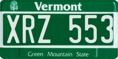 VT license plate XRZ553