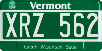 VT license plate XRZ562