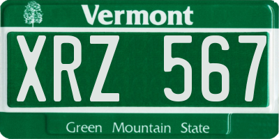 VT license plate XRZ567