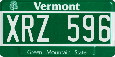 VT license plate XRZ596
