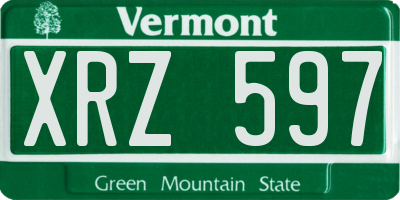 VT license plate XRZ597