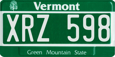 VT license plate XRZ598