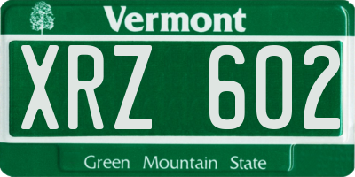 VT license plate XRZ602