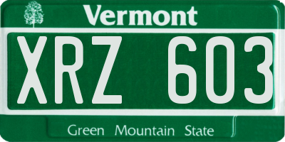VT license plate XRZ603
