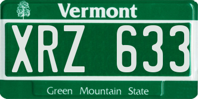 VT license plate XRZ633