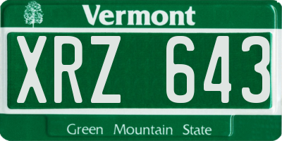 VT license plate XRZ643