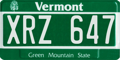 VT license plate XRZ647