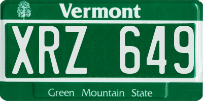 VT license plate XRZ649