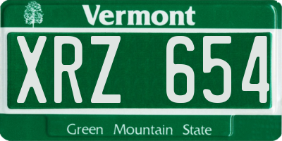 VT license plate XRZ654