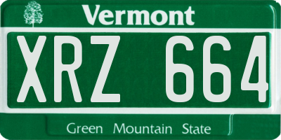 VT license plate XRZ664