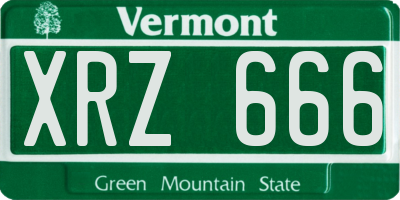 VT license plate XRZ666