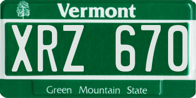 VT license plate XRZ670