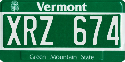 VT license plate XRZ674