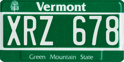 VT license plate XRZ678