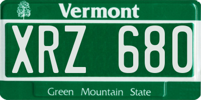VT license plate XRZ680